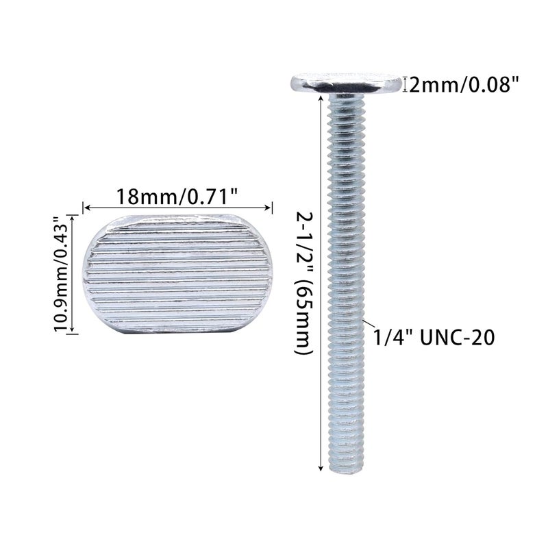 BUXIMN 22pcs 1/4"-20 T Track Bolts for T Track, 2-1/2"Length Universal T-Slot Bolts, T-Thread Bolt for Woodworking - Image 2